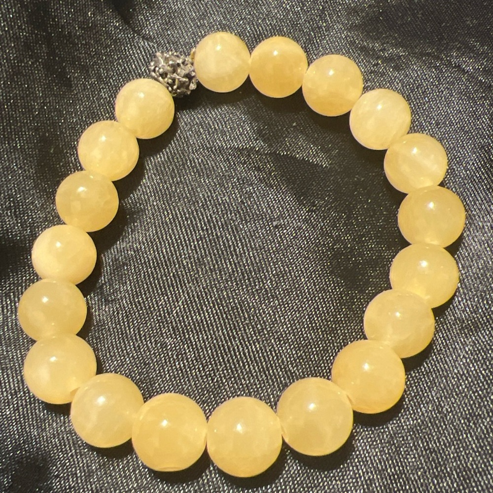 Yellow gemstone stretch 10mm beaded bracelet